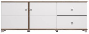 Έπιπλο TV Burgundy 160 3K2F Λευκό - Flagstaff Oak - Λευκό Γυαλιστερό  162x40x51 εκ. 162x40x51 εκ.