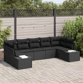 vidaXL Σετ Καναπέ Κήπου με μαξιλάρι 7 pcs Μαύρο Πολυ ράταν