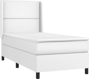 vidaXL Κρεβάτι Boxspring με Στρώμα &amp; LED Λευκό 100x200 εκ. Συνθ. Δέρμα