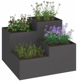 vidaXL Γλάστρα Κήπου Μαύρο 100 x 100 x 60 εκ. Ατσάλι