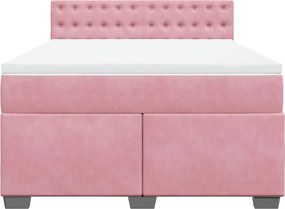 vidaXL Κρεβάτι Boxspring με Στρώμα Ροζ 140x190 εκ. Βελούδινο