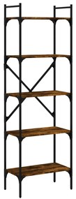 vidaXL Βιβλιοθήκη 5 Επιπέδων Καπνιστή Δρυς 56x31,5x174εκ. Επεξ. Ξύλο