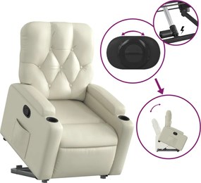 vidaXL Πολυθρόνα Ανακλινόμενη με Ανύψωση Κρεμ από Συνθετικό Δέρμα