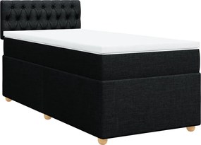 vidaXL Κρεβάτι Boxspring με Στρώμα Μαύρο 90x190 εκ.Υφασμάτινο