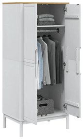 vidaXL Ντουλάπα FLORO Λευκή 77 x 53 x 171 εκ. από Μασίφ Ξύλο Πεύκου