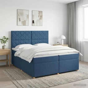 vidaXL Κρεβάτι box spring με στρώμα Μπλε 200 x 200 cm Ύφασμα