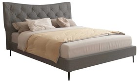 ΚΡΕΒΑΤΙ ΔΙΠΛΟ JILL HM737.01 ΥΦΑΣΜΑ ΣΕ ΓΚΡΙ--ΓΙΑ ΣΤΡΩΜΑ 160x200εκ.