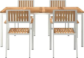 vidaXL Σετ Εξωτερικής Τραπέζης 5 pcs Καφέ Στερεό Ξύλο Τίκ