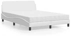 Κρεβάτι με Στρώμα Λευκό 140x200εκ.από Συνθετικό Δέρμα - Λευκό
