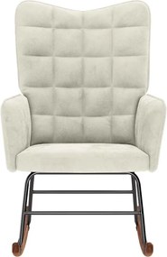 vidaXL Κουνιστή Πολυθρόνα Κρεμ Βελούδινη