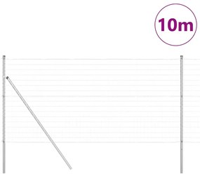 vidaXL Φράχτης με Στήλες. Ασημί 1.4 x 10 m Ατσάλι