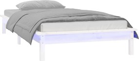 vidaXL Πλαίσιο Κρεβατιού LED Λευκό 90 x 190 εκ. Μονό Μασίφ Ξύλο