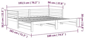 Καναπές Κρεβάτι Συρόμενος 2x(90x190) εκ. Μασίφ Ξύλο Πεύκου - Καφέ