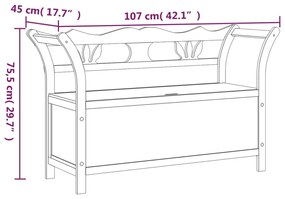 Πάγκος Μαύρος 107 x 45 x 75,5 εκ. από Μασίφ Ξύλο Ελάτης - Μαύρο