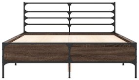 vidaXL Πλαίσιο Κρεβατιού Καφέ Δρυς 140x200 εκ. Επεξ. Ξύλο &amp; Μέταλλο
