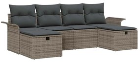 vidaXL Σετ Καναπέ Κήπου με μαξιλάρι 6 pcs Γκρι Πολυ ράταν