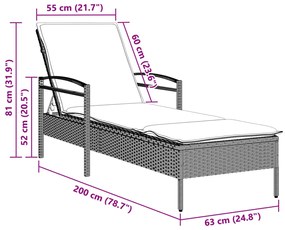 Ξαπλώστρα Αν. Γκρι 63x200x81 εκ. Συνθετικό Ρατάν με Μαξιλάρι - Γκρι