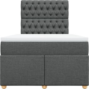 vidaXL Κρεβάτι Boxspring με Στρώμα Σκούρο Γκρι 120x200 εκ. Υφασμάτινο