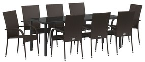 vidaXL 5 Τεμαχίων Σετ Τραπεζαρίας Κήπου Καφέ Πολυ Ρατάν