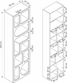 Βιβλιοθήκη Λευκό CLADOIR 50x27x205