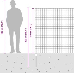 vidaXL Περίφραξη Euro με Στήλη 10 x 1,5 m PVC-Επικαλυμμένο Ατσάλι Γκρι