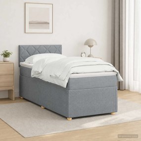 vidaXL Κρεβάτι box spring με στρώμα Ανοιχτό γκρι 100 x 200 cm Ύφασμα