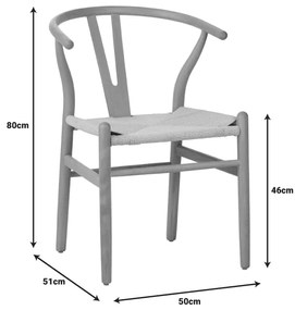 Καρέκλα Wishbone pakoworld rubberwood-σχοινί σε φυσική απόχρωση 50x51x80εκ (1 τεμάχια)