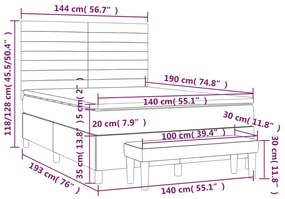 Κρεβάτι Boxspring με Στρώμα Σκούρο Μπλε 140x190 εκ. Βελούδινο - Μπλε