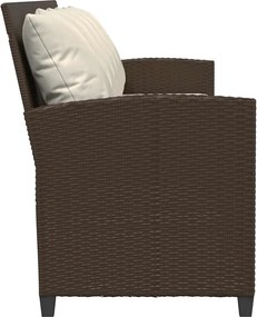 vidaXL Καναπές κήπου 5θέσιος με μαξιλάρια Brown Poly Rattan