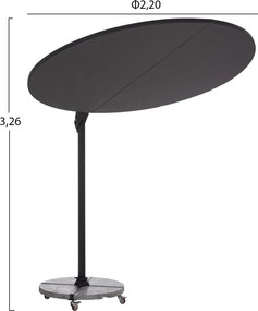 ΟΜΠΡΕΛΑ ΜΕ ΒΑΣΗ ΣΕΙΡΑ CANNOPY HM21285.01 ΑΛΟΥΜΙΝΙΟ &amp; ΓΡΑΝΙΤΗΣ-ΜΟΛΥΒΙ ΧΡΩΜΑ Φ2,2μ