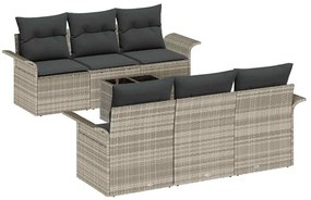vidaXL Σετ Καναπέ Κήπου με μαξιλάρι 7 pcs Ανοιχτό γκρι, Σκουρό Γκρι