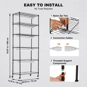 VEVOR DIY Plant Stand with Grow Lights 6 Tiers 192W 70.9&quot; Tall Plant Grow Shelf