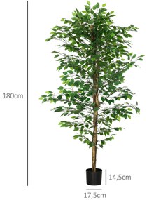 Τεχνητό δέντρο Ficus, Ρεαλιστικό, Εύκολη φροντίδα, Περιλαμβάνεται γλάστρα, Ύψος 180cm, Πράσινο