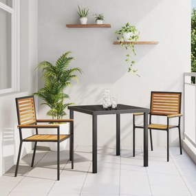 vidaXL Στοίβαξιμες Καρέκλες Κήπου με Μαξιλάρια (2 τμχ) Μαύρες Πολυ Ράτταν