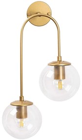 Φωτιστικό Τοίχου - Απλίκα Jewel 942FLG2119 30x24x55cm 2xE14 15W Gold-Clear Opviq