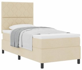 vidaXL Κρεβάτι με ελατήρια με στρώμα Κρεμ 90 x 200 cm ύφασμα