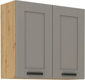 Κρεμαστό ντουλάπι Nelor 80 G 72 2F-Γκρι σπέσιαλ - Φυσικό