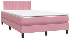 Box Spring κρεβάτι με στρώμα ροζ 120x220 cm Βελούδινο - Ροζ