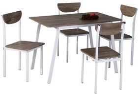 14330032 Τραπέζι Σετ (4+1) ArteLibre LINDERIA Λευκό/Καφέ 110x70x75cm