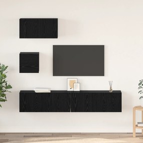 vidaXL Σετ TV Άλλο με αποθήκευση με πόρτα 4 pcs Μαύρη Δρυς 80 x 30 x 30 εκ.