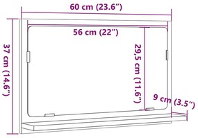 Καθρέφτης Μπάνιου Γκρι Σκυροδέματος 60x11x37 εκ. Επεξ. Ξύλο - Γκρι