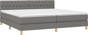 vidaXL Κρεβάτι Boxspring με Στρώμα Σκούρο Γκρι 200x200 εκ. Υφασμάτινο