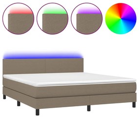 vidaXL Κρεβάτι Boxspring με Στρώμα & LED Taupe 160x200 εκ. Υφασμάτινο