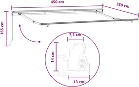 vidaXL Αναδιπλούμενη τέντα Άμμος 450 x 350 εκ