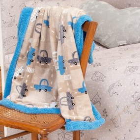 Κουβέρτα Βρεφική Cars Beige-Blue Melinen Cuddle 80x105cm Πολυέστερ