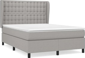vidaXL Κρεβάτι Boxspring με Στρώμα Ανοιχτό Γκρι 140x200 εκ. Υφασμάτινο
