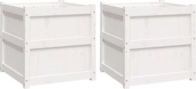 vidaXL Ζαρντινιέρες 2 τεμ. Λευκό από Μασίφ Ξύλο Πεύκου