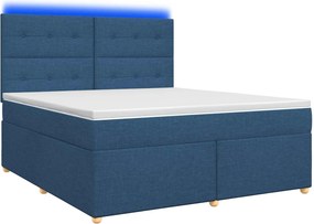 vidaXL Κρεβάτι box spring με στρώμα Μπλε 160 x 200 cm Ύφασμα