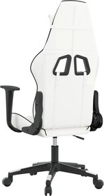 vidaXL Καρέκλα Gaming Μασάζ Λευκό/Μαύρο από Συνθετικό Δέρμα