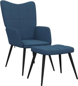 vidaXL Πολυθρόνα Relax Μπλε Υφασμάτινη με Σκαμπό
